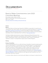 Board of Water Commissioners June 2023 Committee Meetings