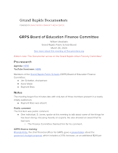 GRPS Board of Education Finance Committee