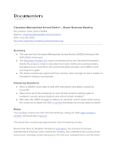 Cleveland Metropolitian School District – Board Business Meeting