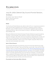 July 20, 2021, Detroit City Council Formal Session, 10:00am