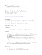 Omaha Streetcar Authority Meeting
