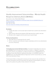 Quality Improvement Subcommittee - Mental Health Response Advisory Board (MHRAC)