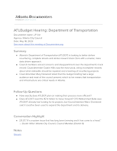 ATLBudget Hearing: Department of Transportation