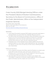 Cook County 2022 Budget Hearing [Offices under the President, Board of Election Commissioners, Secretary to the Board of Commissioners, Office of the Public Administrator, Office of the Independent Inspector General]