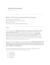 MPSC, DTE Electric Company Pre-Hearing