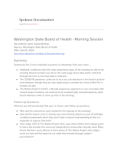 Washington State Board of Health - Morning Session
