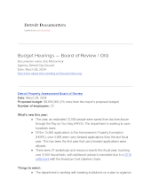 Budget Hearings — Board of Review / OIG