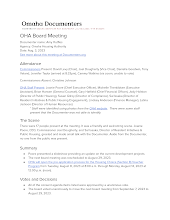 OHA Board Meeting
