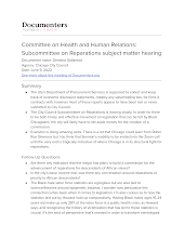 Committee on Health and Human Relations: Subcommittee on Reparations subject matter hearing