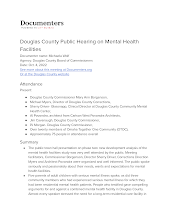 Douglas County Public Hearing on Mental Health Facilities