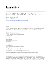 June 15, 2021, Detroit City Council Formal Session