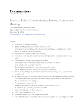 Board of Police Commissioners, Evening Community Meeting