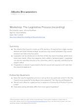 Workshop: The Legislative Process (recording)