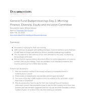 General Fund Budget Hearings Day 2, Morning: Finance, Diversity, Equity and Inclusion Committee