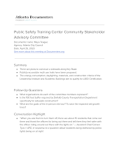 Public Safety Training Center Community Stakeholder Advisory Committee