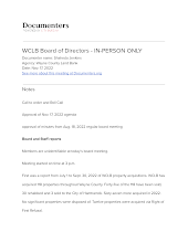 WCLB Board of Directors - IN-PERSON ONLY