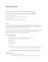 Public Hearing- 2020 Consolidated Annual Performance and Evaluation Report (CAPER)