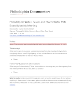 Philadelphia Water, Sewer and Storm Water Rate Board Monthly Meeting