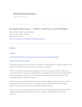 Budget Hearings — Public Hearing on the Budget