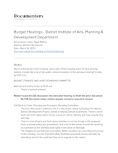 Budget Hearings - Detroit Institute of Arts, Planning & Development Department