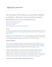 Tax Allocation District Advisory Committee (TADAC) and BeltLine Affordable Housing Advisory Board (BAHAB) Annual Community Report Out
