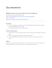 MHRAC Quality Improvement (QI) Subcommittee Meeting