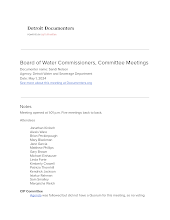 Board of Water Commissioners, Committee Meetings