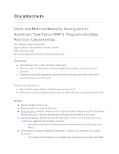 Infant and Maternal Mortality Among African Americans Task Force (IMMT): Programs and Best Practices Subcommittee