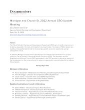 Michigan and Church St. 2022 Annual CBO Update Meeting