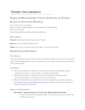 Regional Metropolitan Transit Authority of Omaha Board of Directors Meeting