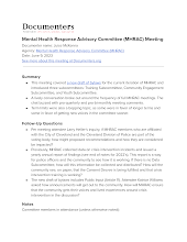 Mental Health Response Advisory Committee (MHRAC) Meeting
