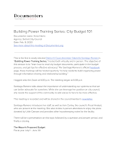Building Power Training Series: City Budget 101