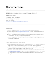 2023 City Budget Hearings [Police; Ethics] AFTERNOON