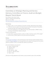 Committee on Strategic Planning and Service Delivery; Committee on Finance, Audit and Budget; Regular Transit Board