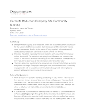 Carnotite Reduction Company Site Community Meeting