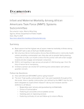 Infant and Maternal Mortality Among African Americans Task Force (IMMT): Systems Subcommittee