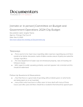 [remote or in person] Committee on Budget and Government Operations 2024 City Budget