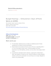 Budget Hearings — Ombudsman / Dept. of Public Works & GDRRA