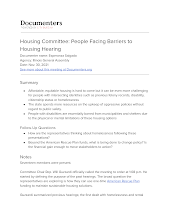 Housing Committee: People Facing Barriers to Housing Hearing