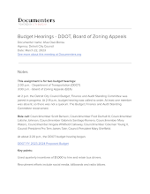 Budget Hearings - DDOT, Board of Zoning Appeals