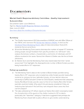 Mental Health Response Advisory Committee - Quality Improvement Subcommittee