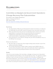 Committee on Budget and Government Operations: Chicago Recovery Plan Subcommittee