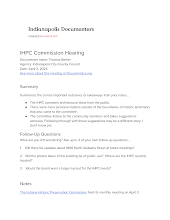 IHPC Commission Hearing