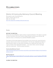 District 4 Community Advisory Council Meeting