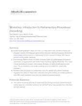 Workshop: Parliamentary Procedures (recording)