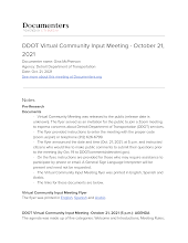 DDOT Virtual Community Input Meeting - October 21, 2021