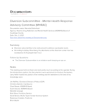 Diversion Subcommittee - Mental Health Response Advisory Committee (MHRAC)