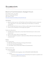 Board of Commissioners: Budget Forum