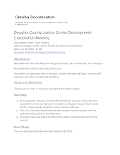 Douglas County Justice Center Development Corporation Meeting