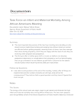 Task Force on Infant and Maternal Mortality Among African Americans Meeting